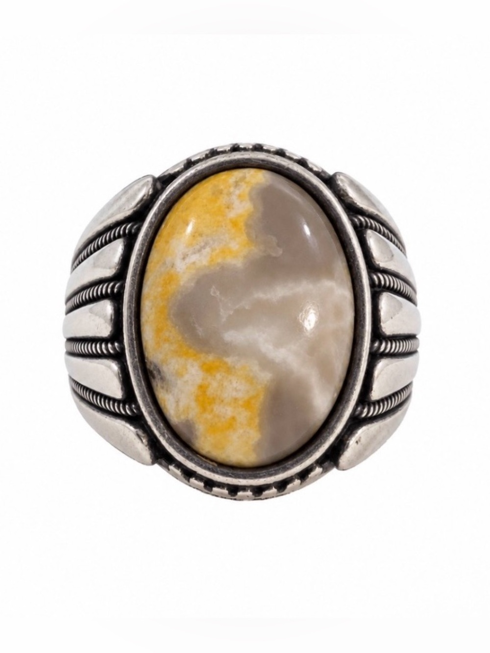 Southwestern Men’s Size 12.75 Bumblebee Jasper Sterling Silver 925 Ring